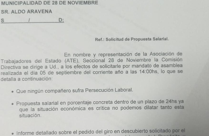 ATE 28 de Noviembre exige reapertura de paritarias y realiza medidas de fuerza